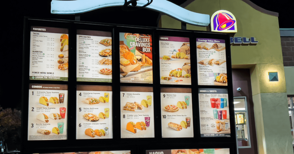 Taco bell drive-thru menu