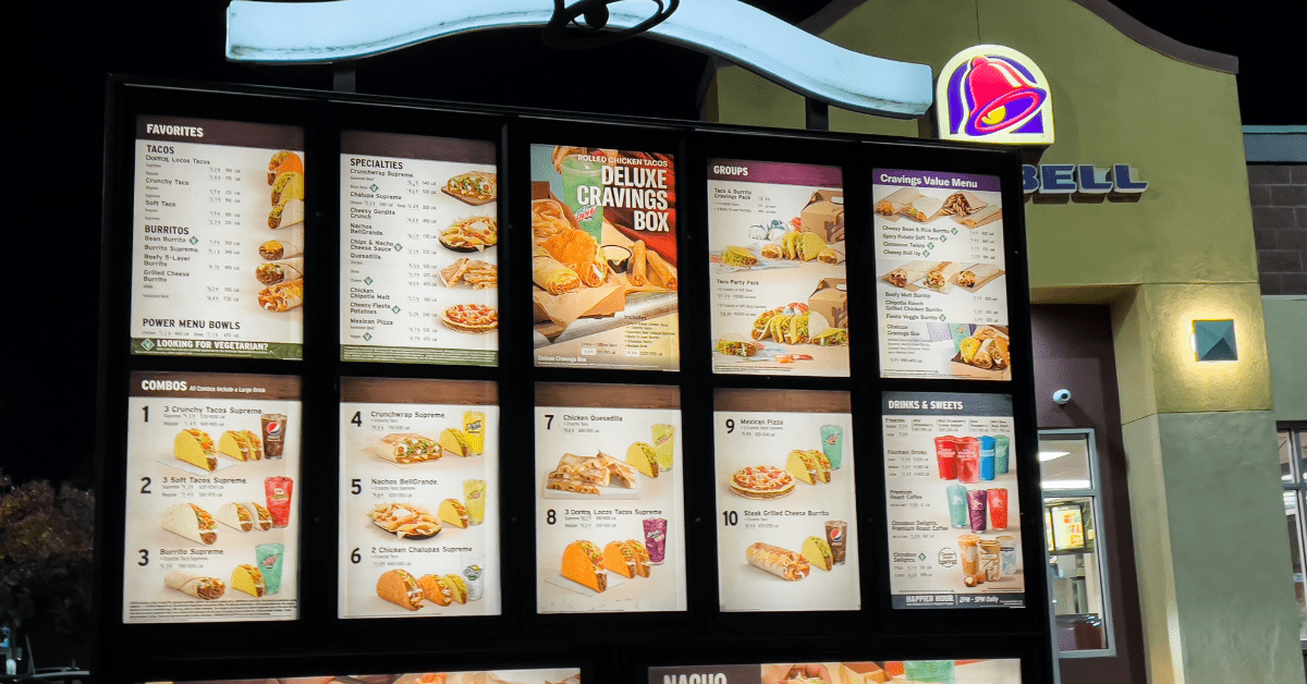 Taco bell drive-thru menu