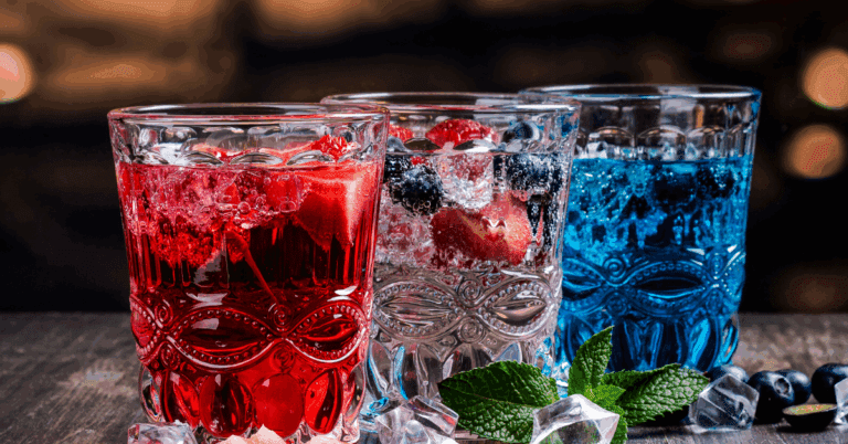 My Youth Will Not Be Wasted 1 Red, white, and blue drinks in clear glasses