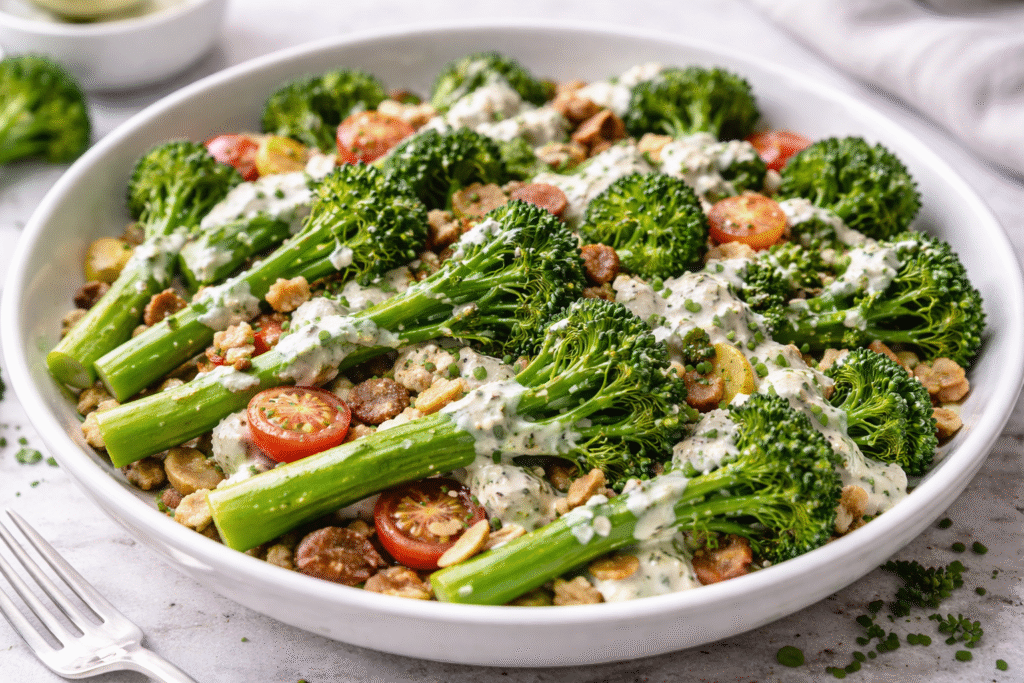 Broccolini Salad with Creamy Blue Cheese Dressing