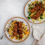 Jerk Salmon Skewers with Mango Salsa