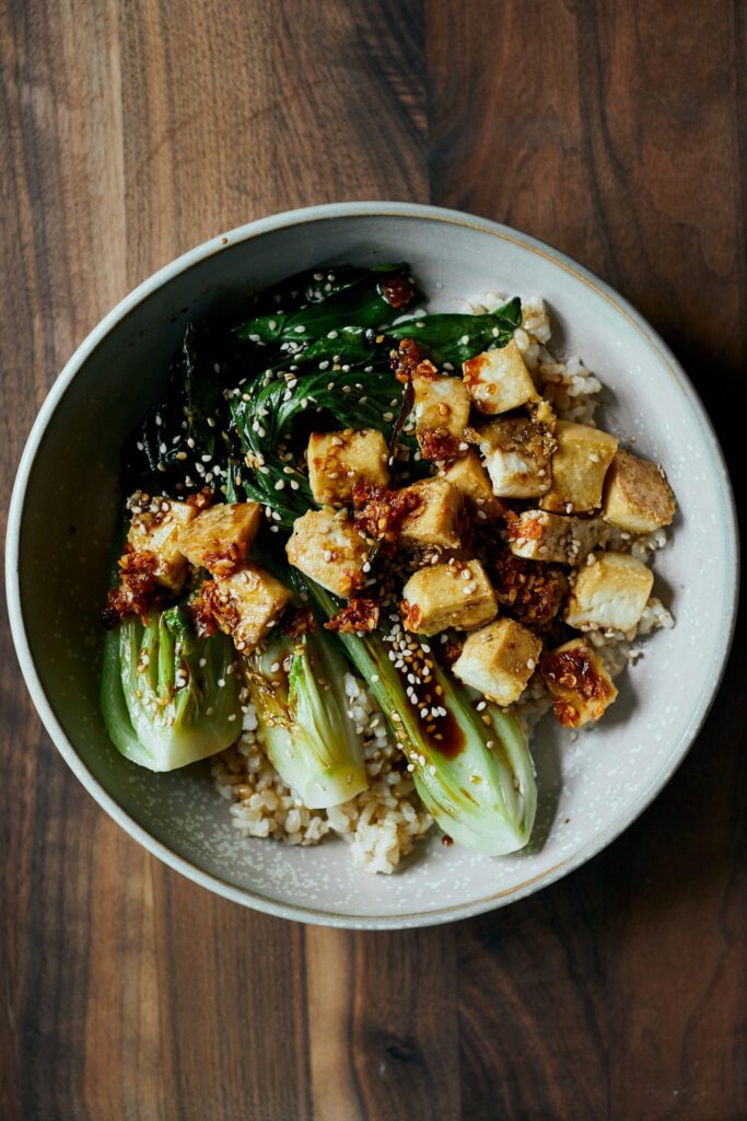 Sesame-Crusted Tofu with Bok Choy